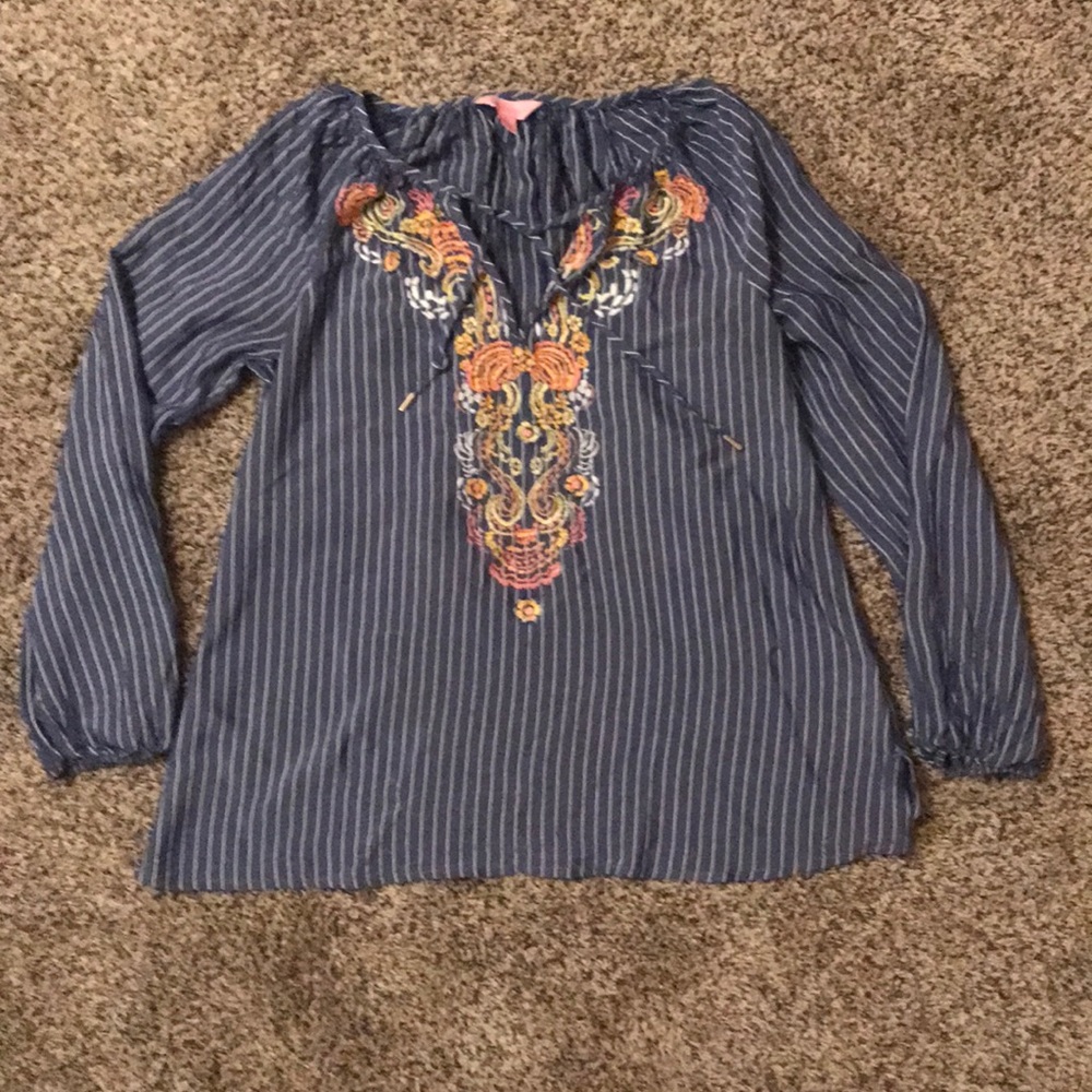 Lilly Pulitzer embroidered peasant top